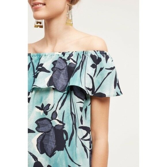 Anthropologie MAEVE Islander Off The Shoulder Ruffled Floral Cruise Top, Size XS - Picture 1 of 9